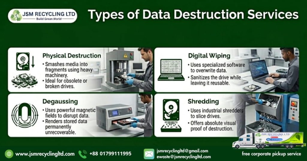 JSM Recycling Ltd Types of Data Destruction Services