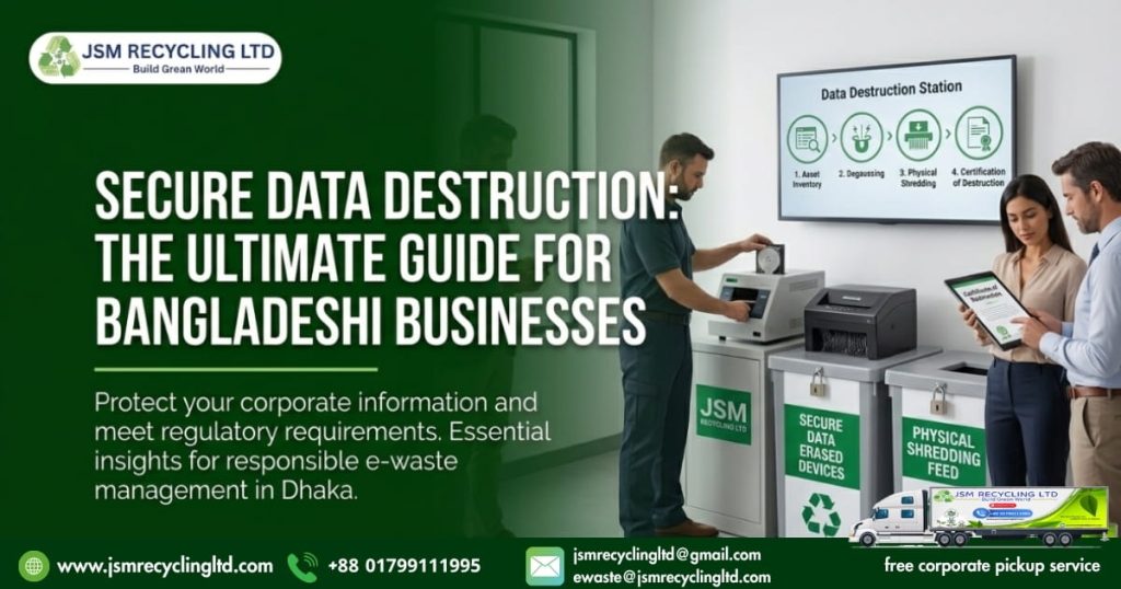 Ensure secure data destruction with JSM Recycling Ltd, Bangladesh's authorized e-waste recycler. Prevent data breaches and secure your IT assets today.