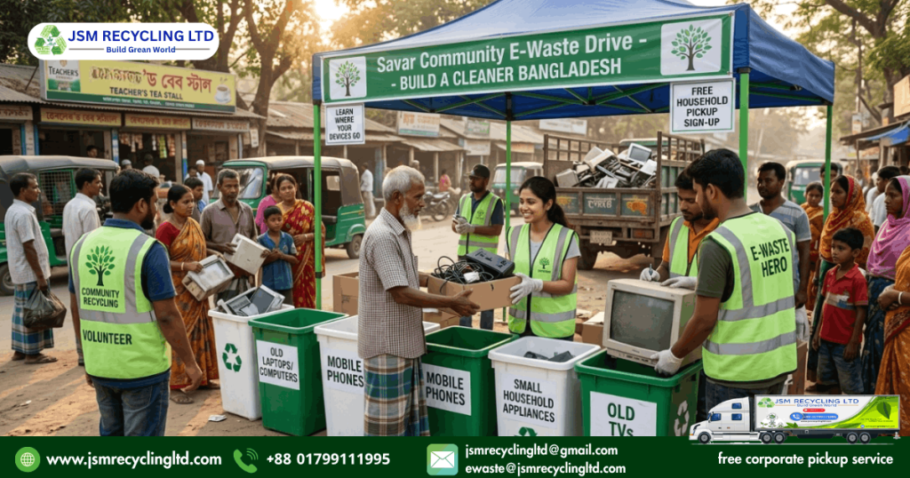 JSM Recycling Ltd community e-waste drop-off event in Bangladesh