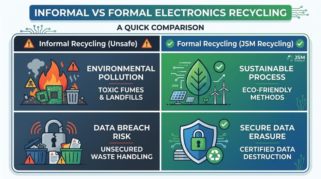 Why choose professional e-waste recycling over informal methods.