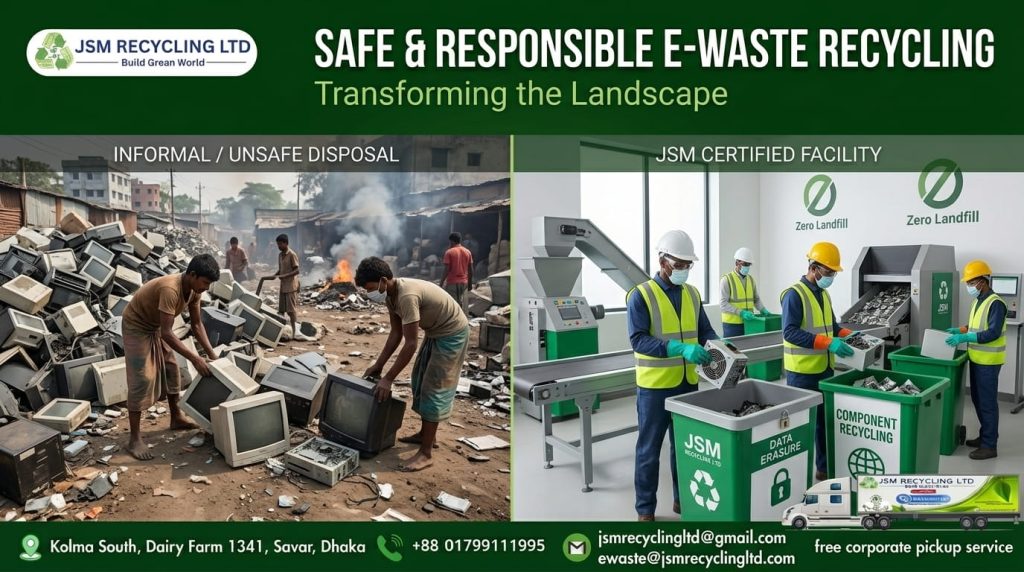 Safe vs. Unsafe E-Waste Disposal — At a Glance